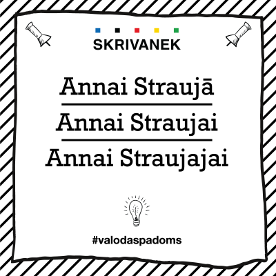 Skrivanek Baltic valodas padoms "Annai Straujā" pret "Annai Straujai" pret "Annai Straujajai"