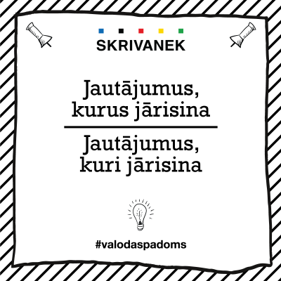 Skrivanek Baltic valodas padoms "jautājumus, kurus jārisina" pret "jautājumus, kuri jārisina"