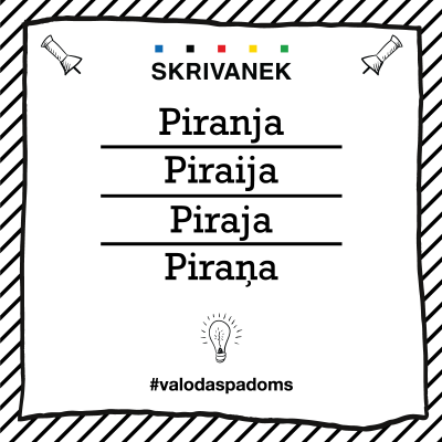 Skrivanek Baltic valodas padoms "Piranja" pret "Piraija" pret "Piraja" pret "Piraņa"