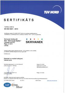 ISO 9001-2015 sertifikāts