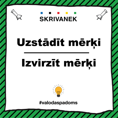 Skrivanek latviešu valodas padoms "Uzstādīt mērķi" vai "Izvirzīt mērķi"