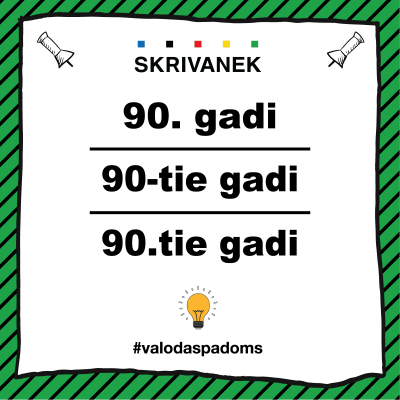 Latviešu valodas padoms: 90. gadi vai 90-tie gadi vai 90.tie gadi