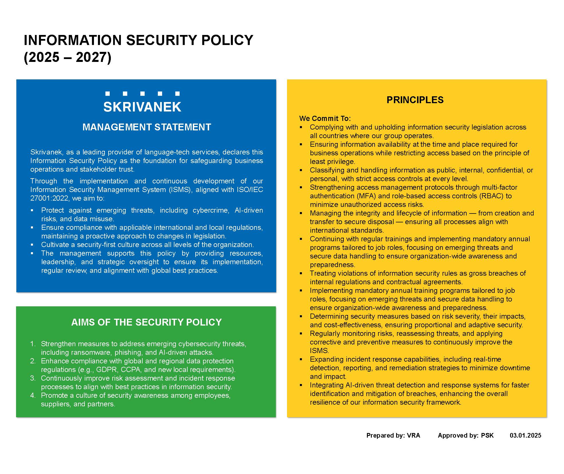 Skrivanek Baltic Information security policy