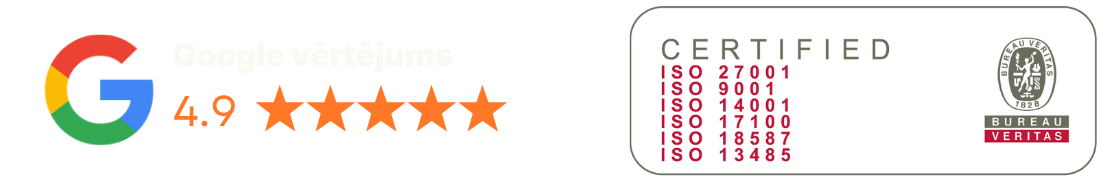 Skrivanek Baltic tulkošanas birojs – Google vērtējums 4.9 un 6 ISO sertifikāti (ISO 27001, 9001, 14001, 17100, 18587, 13485)